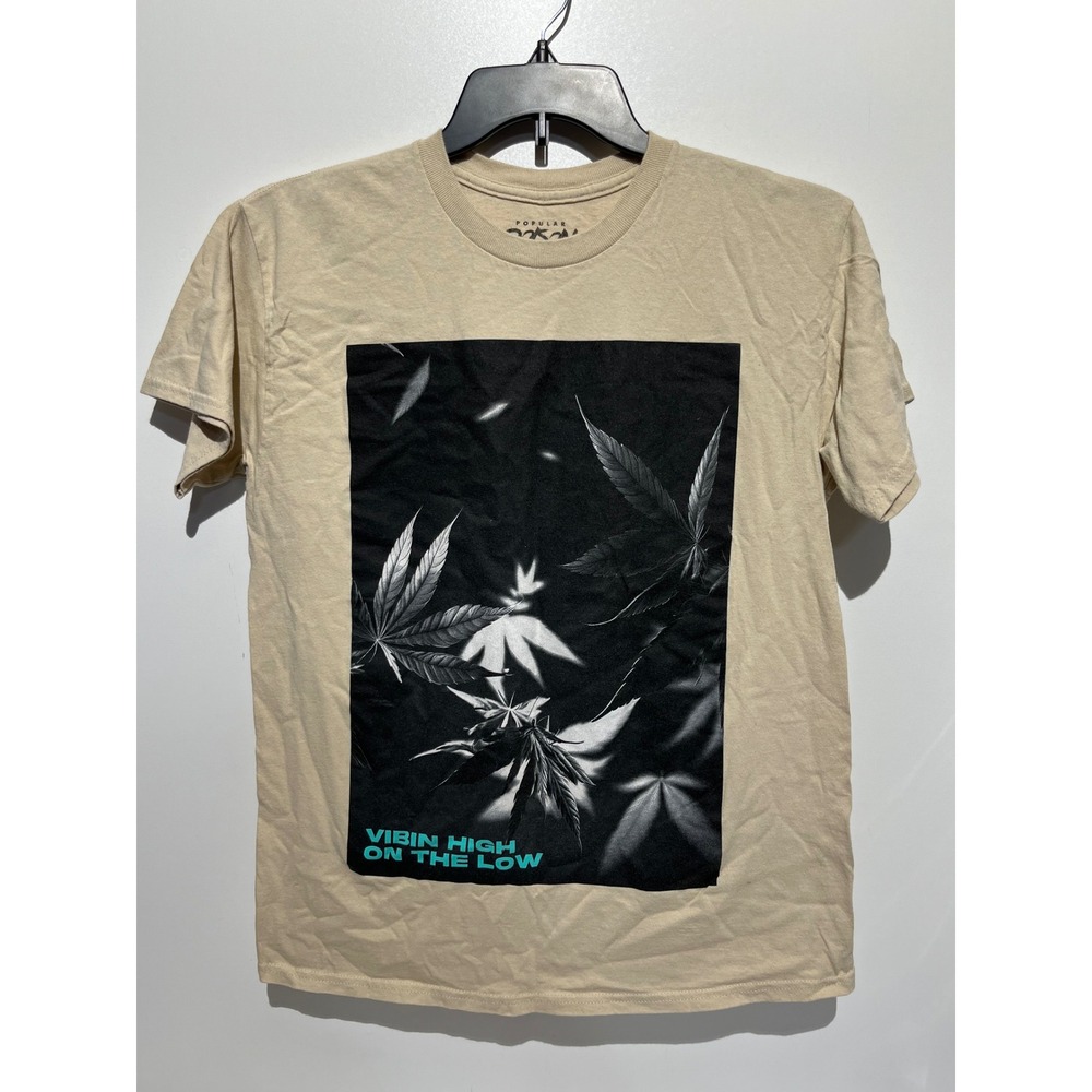 Popular Poison Vibin High On The Low Graphic Tee Tan Beige Medium Streetwear